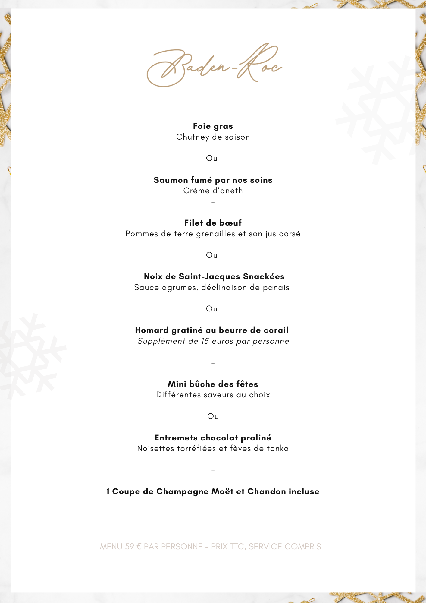 Menu fêtes Noel restaurant vue mer proche vannes