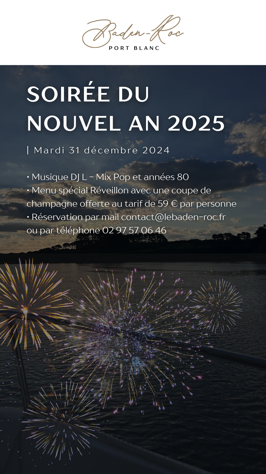 Soirée nouvel an 2025 Menu réveillon 31 décembre 2024 DJ Danse musique restaurant proche vannes soirée